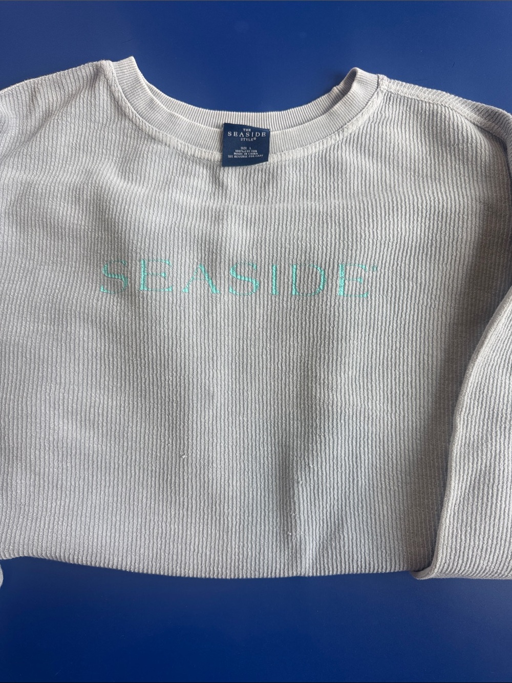 Seaside Crewneck Ribbed Sweater in Cream